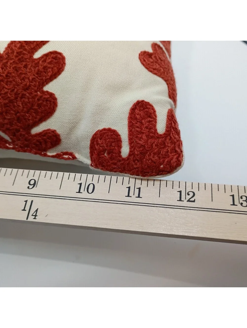Pottery Barn Embroidered Red Bird Decorative Throw Pillow 12 X 12